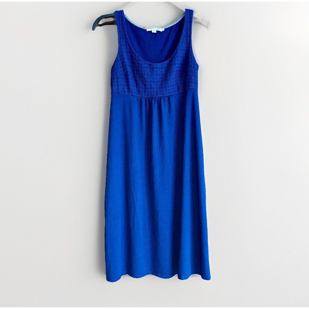 Boden Dress Women's Size 4 Long US, 8L UK Navy Blue Eyelet Tank Top Modal Cotton